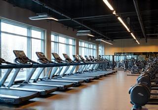 Dedicated cardio area with multiple treadmills and bikes at PrimaFit